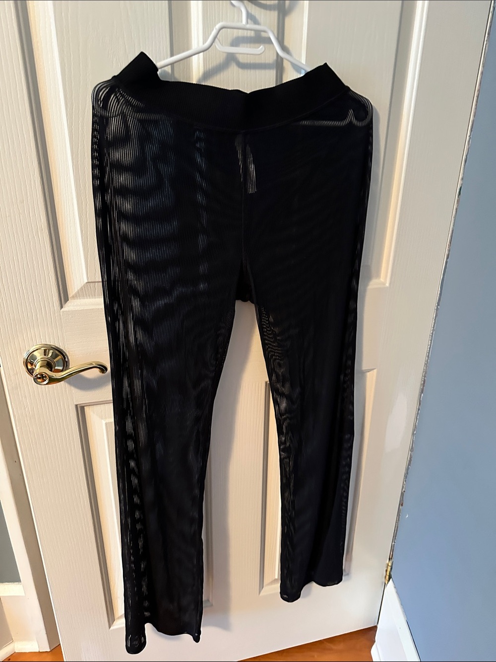 ALO Yoga Black Sheer Leggings with Wide Waistband beach wear